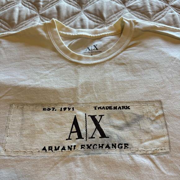 Armani Exchange Men's Beige Logo T-Shirt - Picture 1 of 4